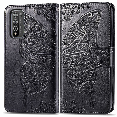 Coque Portefeuille Papillon Livre Cuir Etui Clapet pour Huawei Honor 10X Lite Noir