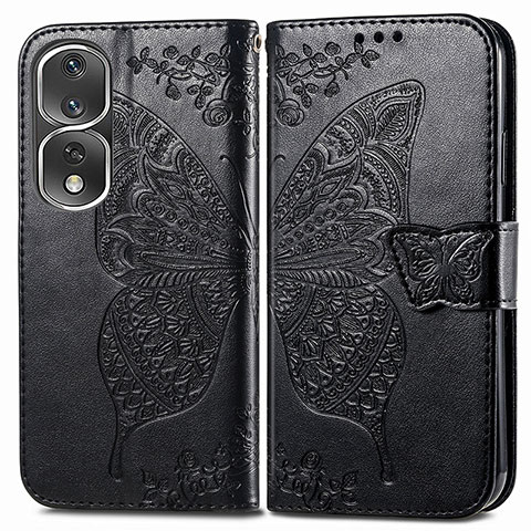 Coque Portefeuille Papillon Livre Cuir Etui Clapet pour Huawei Honor 80 Pro 5G Noir