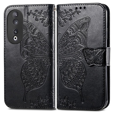 Coque Portefeuille Papillon Livre Cuir Etui Clapet pour Huawei Honor 90 5G Noir