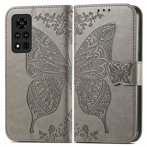 Coque Portefeuille Papillon Livre Cuir Etui Clapet pour Huawei Honor V40 5G Gris