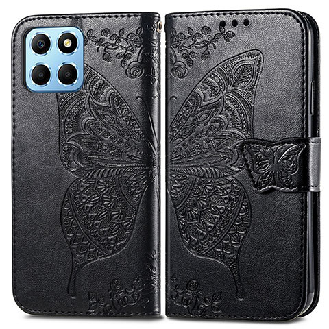 Coque Portefeuille Papillon Livre Cuir Etui Clapet pour Huawei Honor X6 5G Noir