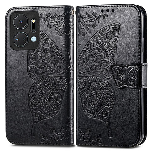 Coque Portefeuille Papillon Livre Cuir Etui Clapet pour Huawei Honor X7a Noir