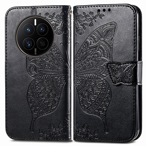 Coque Portefeuille Papillon Livre Cuir Etui Clapet pour Huawei Mate 50 Noir