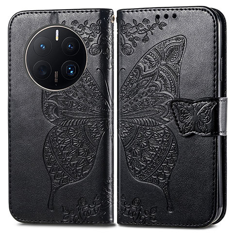 Coque Portefeuille Papillon Livre Cuir Etui Clapet pour Huawei Mate 50 Pro Noir