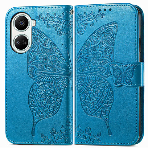 Coque Portefeuille Papillon Livre Cuir Etui Clapet pour Huawei Nova 10 SE Bleu