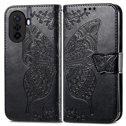 Coque Portefeuille Papillon Livre Cuir Etui Clapet pour Huawei Nova Y71 Noir