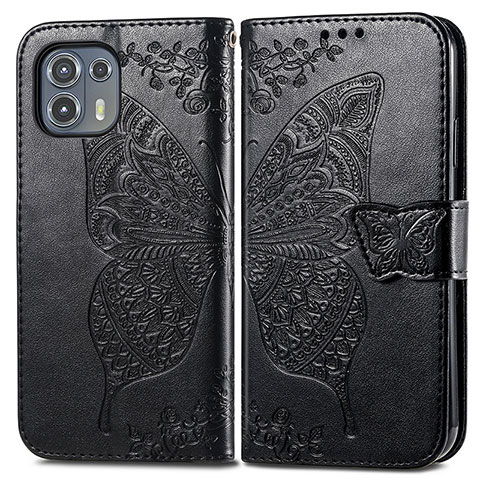 Coque Portefeuille Papillon Livre Cuir Etui Clapet pour Motorola Moto Edge 20 Lite 5G Noir