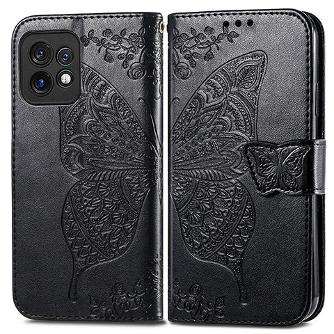 Coque Portefeuille Papillon Livre Cuir Etui Clapet pour Motorola Moto Edge 40 Pro 5G Noir