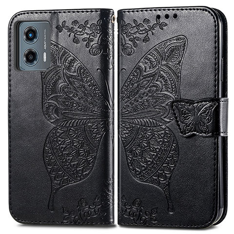 Coque Portefeuille Papillon Livre Cuir Etui Clapet pour Motorola Moto G 5G (2023) Noir