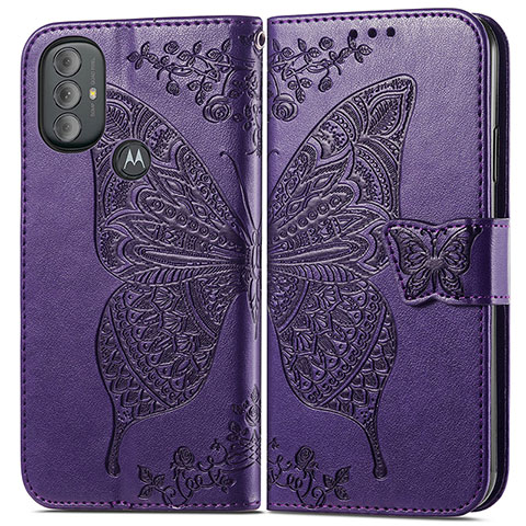 Coque Portefeuille Papillon Livre Cuir Etui Clapet pour Motorola Moto G Play (2023) Violet