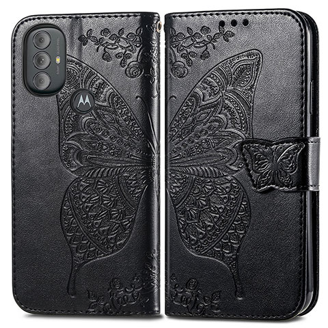 Coque Portefeuille Papillon Livre Cuir Etui Clapet pour Motorola Moto G Play Gen 2 Noir