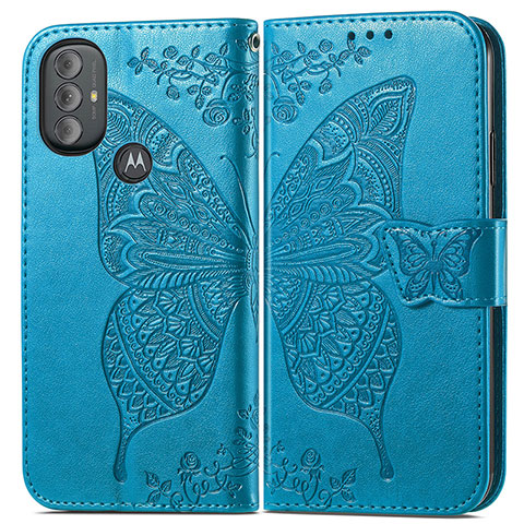 Coque Portefeuille Papillon Livre Cuir Etui Clapet pour Motorola Moto G Power (2022) Bleu