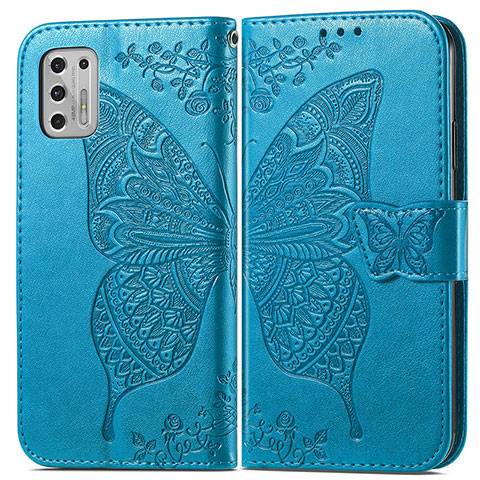 Coque Portefeuille Papillon Livre Cuir Etui Clapet pour Motorola Moto G Stylus (2021) Bleu