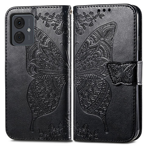 Coque Portefeuille Papillon Livre Cuir Etui Clapet pour Motorola Moto G14 Noir