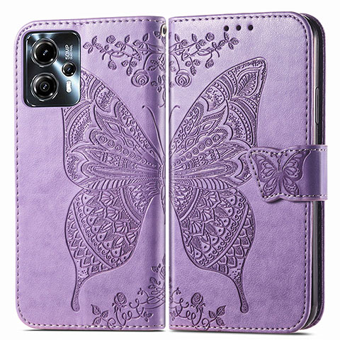 Coque Portefeuille Papillon Livre Cuir Etui Clapet pour Motorola Moto G23 Violet Clair