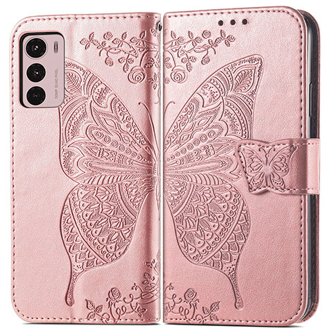 Coque Portefeuille Papillon Livre Cuir Etui Clapet pour Motorola Moto G42 Violet