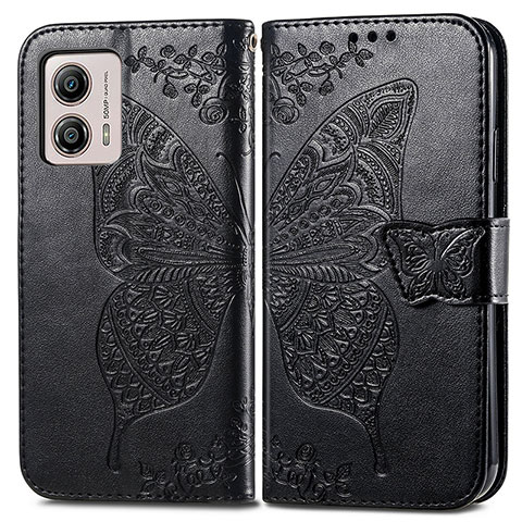 Coque Portefeuille Papillon Livre Cuir Etui Clapet pour Motorola Moto G53 5G Noir