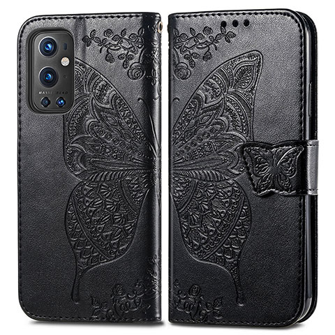 Coque Portefeuille Papillon Livre Cuir Etui Clapet pour OnePlus 9 Pro 5G Noir