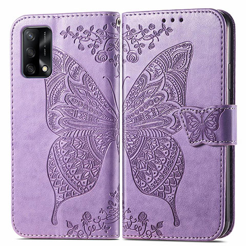 Coque Portefeuille Papillon Livre Cuir Etui Clapet pour Oppo A74 4G Violet Clair