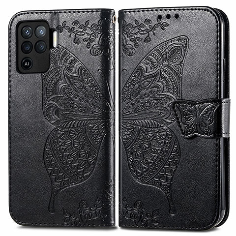 Coque Portefeuille Papillon Livre Cuir Etui Clapet pour Oppo A94 4G Noir