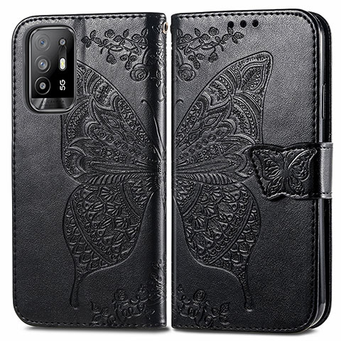 Coque Portefeuille Papillon Livre Cuir Etui Clapet pour Oppo A95 5G Noir