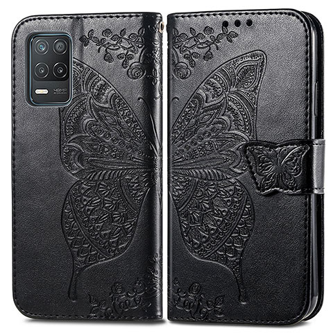 Coque Portefeuille Papillon Livre Cuir Etui Clapet pour Realme 8 5G Noir