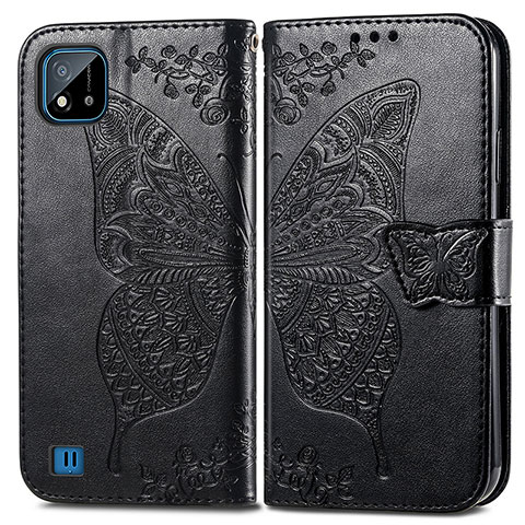 Coque Portefeuille Papillon Livre Cuir Etui Clapet pour Realme C11 (2021) Noir