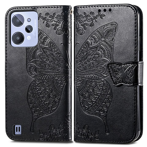 Coque Portefeuille Papillon Livre Cuir Etui Clapet pour Realme C31 Noir