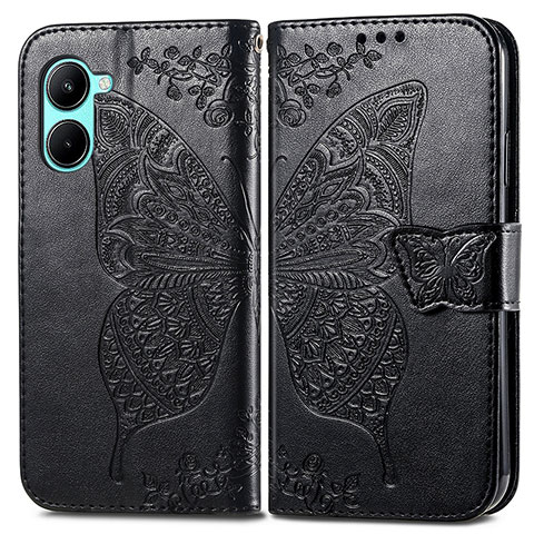 Coque Portefeuille Papillon Livre Cuir Etui Clapet pour Realme C33 (2023) Noir