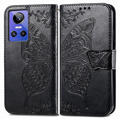 Coque Portefeuille Papillon Livre Cuir Etui Clapet pour Realme GT Neo3 5G Noir