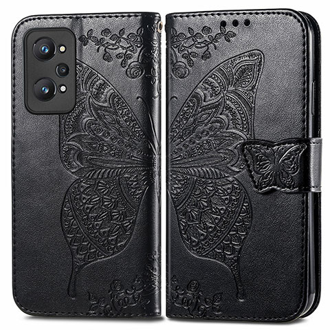 Coque Portefeuille Papillon Livre Cuir Etui Clapet pour Realme GT2 5G Noir