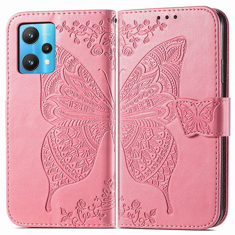 Coque Portefeuille Papillon Livre Cuir Etui Clapet pour Realme Narzo 50 Pro 5G Rose Rouge