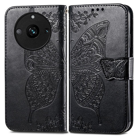 Coque Portefeuille Papillon Livre Cuir Etui Clapet pour Realme Narzo 60 5G Noir