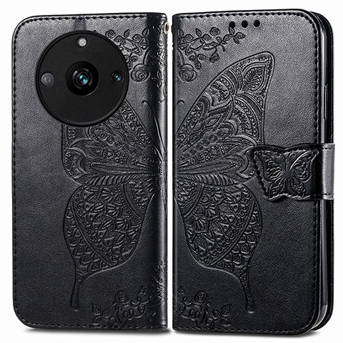 Coque Portefeuille Papillon Livre Cuir Etui Clapet pour Realme Narzo 60 Pro 5G Noir