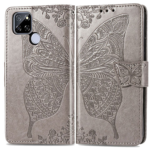 Coque Portefeuille Papillon Livre Cuir Etui Clapet pour Realme Q2i 5G Gris