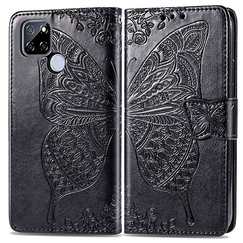 Coque Portefeuille Papillon Livre Cuir Etui Clapet pour Realme Q2i 5G Noir