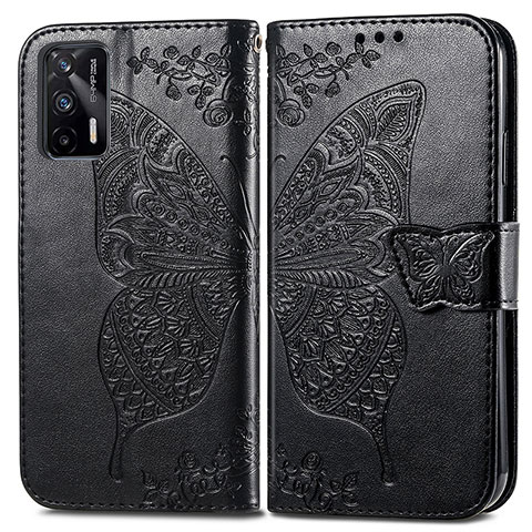 Coque Portefeuille Papillon Livre Cuir Etui Clapet pour Realme Q3 Pro 5G Noir