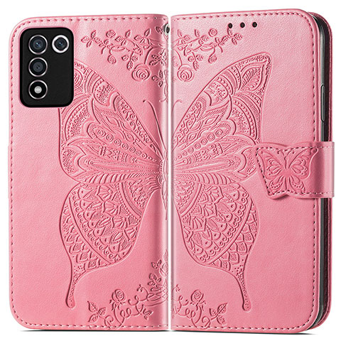 Coque Portefeuille Papillon Livre Cuir Etui Clapet pour Realme Q3s 5G Rose Rouge