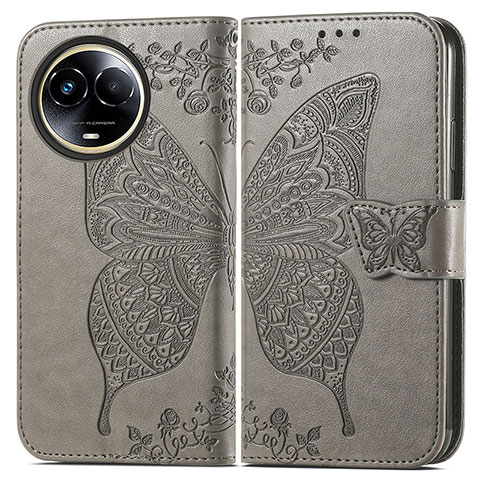 Coque Portefeuille Papillon Livre Cuir Etui Clapet pour Realme V50s 5G Gris