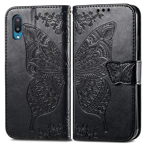 Coque Portefeuille Papillon Livre Cuir Etui Clapet pour Samsung Galaxy A02 Noir