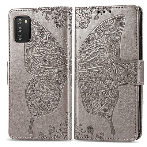 Coque Portefeuille Papillon Livre Cuir Etui Clapet pour Samsung Galaxy A03s Gris