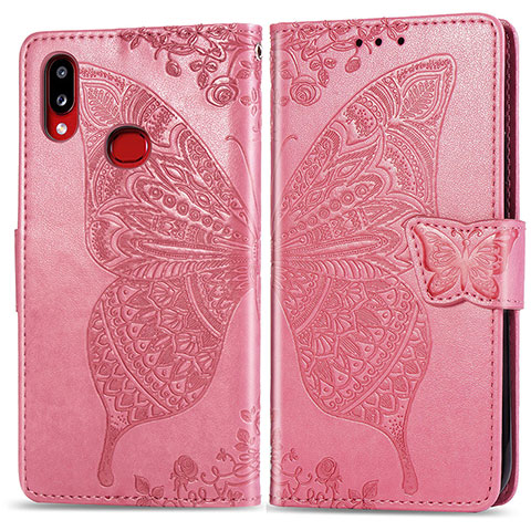 Coque Portefeuille Papillon Livre Cuir Etui Clapet pour Samsung Galaxy A10s Rose Rouge