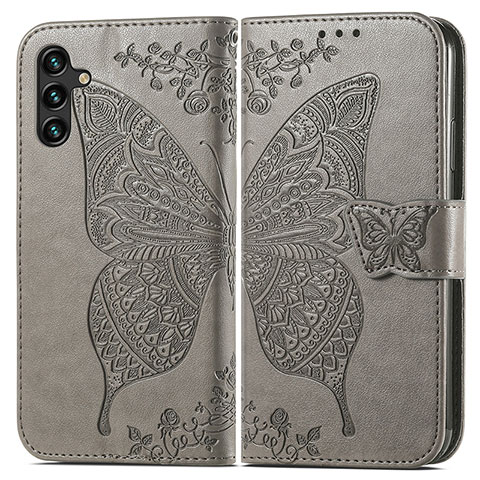 Coque Portefeuille Papillon Livre Cuir Etui Clapet pour Samsung Galaxy A13 5G Gris