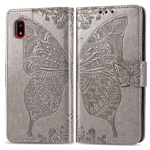 Coque Portefeuille Papillon Livre Cuir Etui Clapet pour Samsung Galaxy A20 SC-02M SCV46 Gris