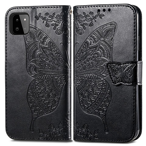 Coque Portefeuille Papillon Livre Cuir Etui Clapet pour Samsung Galaxy A22s 5G Noir