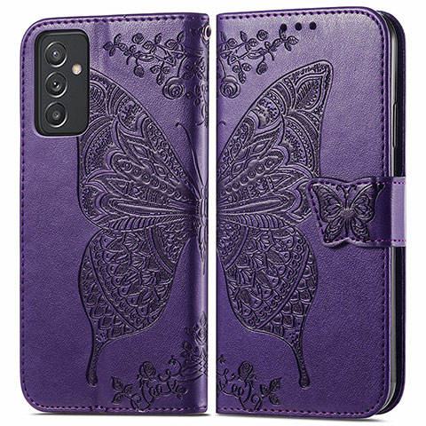 Coque Portefeuille Papillon Livre Cuir Etui Clapet pour Samsung Galaxy A24 4G Violet