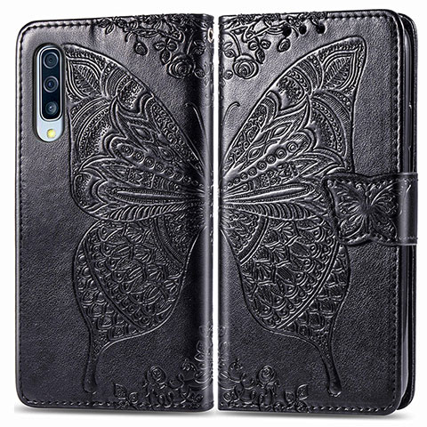 Coque Portefeuille Papillon Livre Cuir Etui Clapet pour Samsung Galaxy A30S Noir