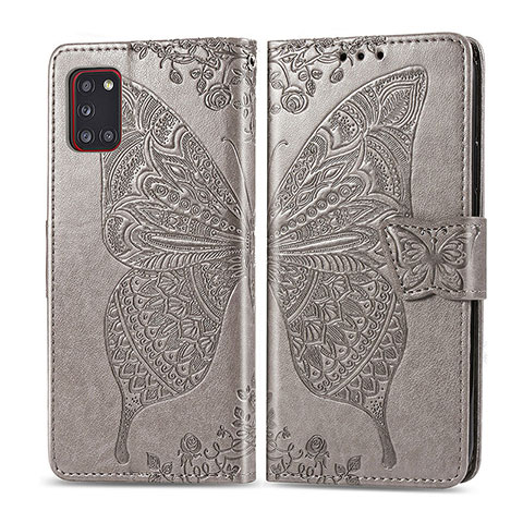 Coque Portefeuille Papillon Livre Cuir Etui Clapet pour Samsung Galaxy A31 Gris