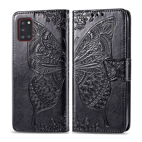 Coque Portefeuille Papillon Livre Cuir Etui Clapet pour Samsung Galaxy A31 Noir