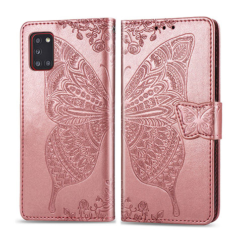 Coque Portefeuille Papillon Livre Cuir Etui Clapet pour Samsung Galaxy A31 Rose